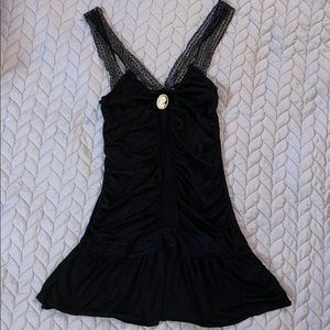 Black Cameo Top with Lace Detail